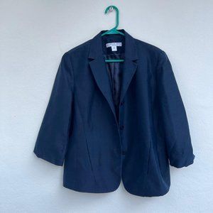 Josephine Chaus Petite size 14 100% Silk Jacket Blazer blue Navy classic career